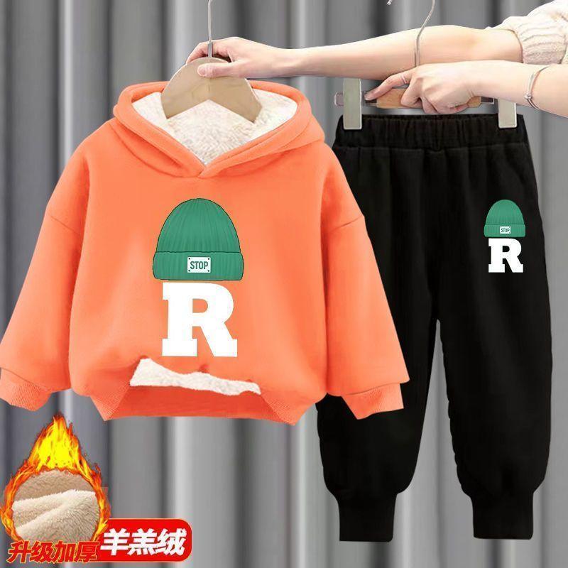 Product Introduction of Bộ Áo Len Lót Lông Cừu Cho Bé Trai Và Trẻ Em, Hai Mảnh, Có Mũ Trùm Đầu, Thích Hợp Cho Bé Và Trẻ Em, Quần Áo Mùa Thu Và Mùa Đông, Thời Trang, Năm 2025 4