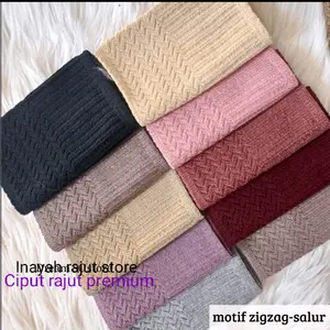 Ciput rajut Premium inner bandana motif zigzag salur