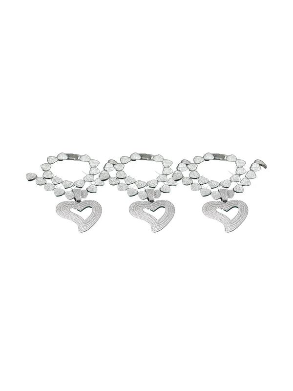 Luxury Rhinestone Decorated Heart Design Necklace & Bracelet (2pcs/set), Gorgeous Fashion Jewelry Set for Women & Girls, Elegant All-match Fashion Accessories for Daily Wear, Mother's Day Gift 8