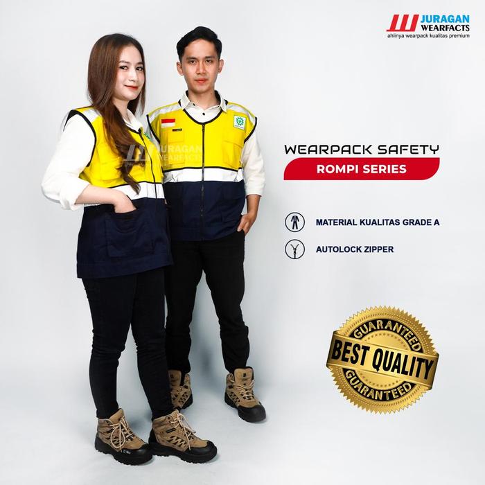 Gambar [COD] Rompi safety proyek pria wanita K3 Warna Kuning Kombinasi Biru Navy jaring - S dari Juragan Wearfacts Store Kab. Cilacap Tokopedia
