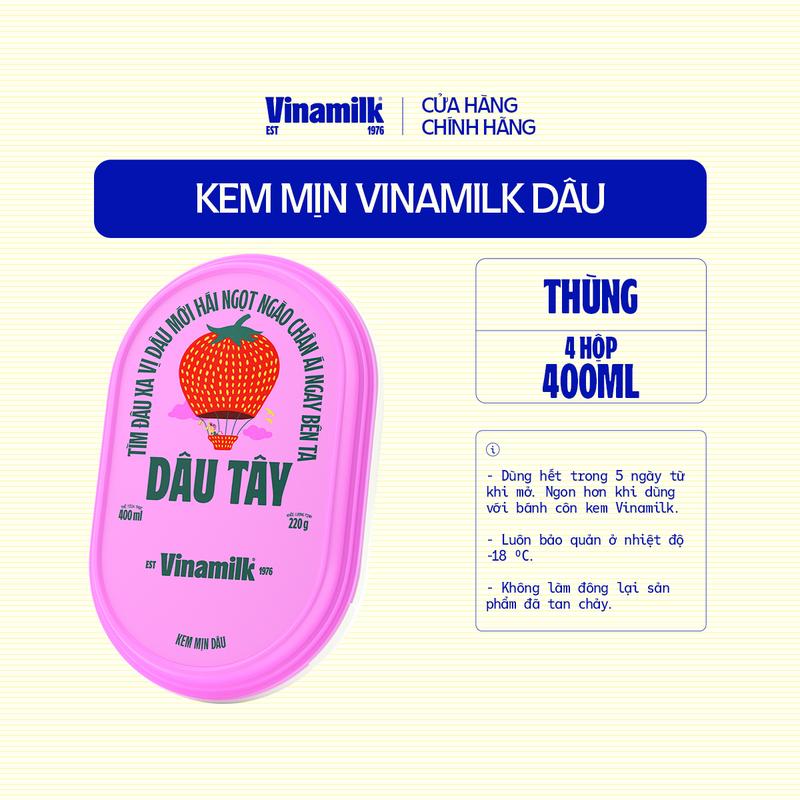 [CHỈ GIAO THÀNH PHỐ LỚN BÁN KÍNH 10KM] Thùng 4 hộp Kem mịn Dâu hộp 400ml 5