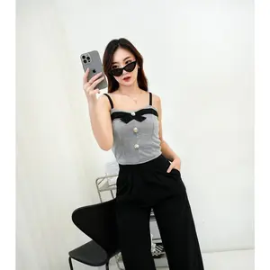 Evaluna Atasan Crop Top Wanita Pita Hitam ALICIA- 1.0441