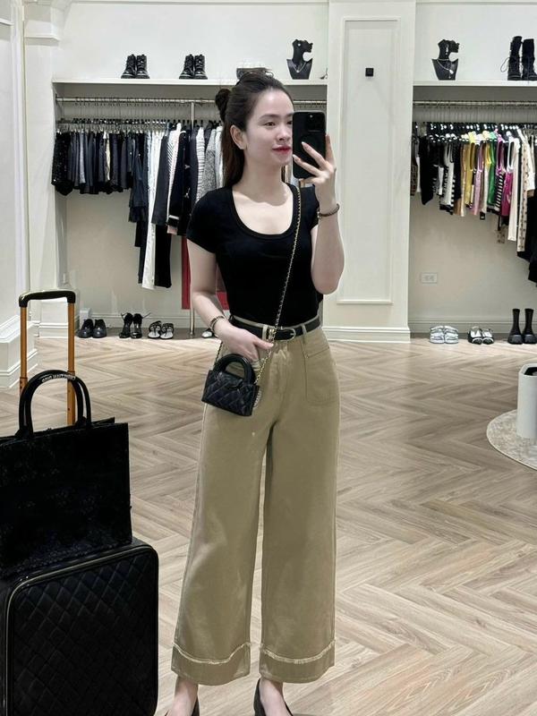 Quần kaki ống suông nữ lưng cao phong cách Hàn Quốc trẻ trung đa dạng quần jean diện đi làm đi chơi kèm thắt lưng Q318 jeans quần dài khóa kéo bộ ống + cv xếp ly đen Women Kem Denim Pants 【set lota bear short sleeve white ời trang