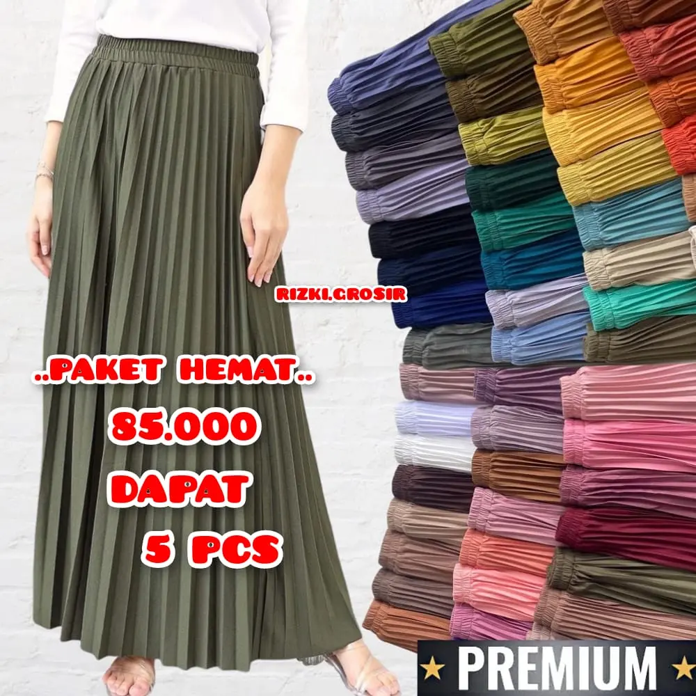 PAKET USAHA ROK PLISKET DEWASA Bawahan Wanita Muslim