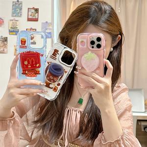 เคสโทรศัพท์เข้ากันได้กับ iPhone 16 Pro Max, กาแฟและสตรอเบอร์รี่และ Hello Kitty ของ McDonald, การออกแบบคิตตี้น่ารัก, ฝาครอบป้องกันกันกระแทก, เข้ากันได้กับ 15 Pro Max และ 14 Pro Max, ความรู้สึกระดับไฮเอนด์, การออกแบบใหม่ที่สร้างสรรค์