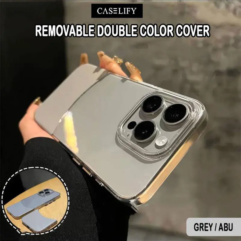 CASELIFY REMOVABLE DOUBLE COLOR COVER CASE COMPATIBLE WITH IPHONE 11 12 13 14 15 PRO PLUS MAX