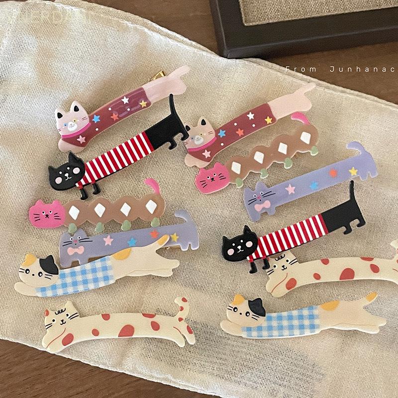 Kẹp tóc hình mỏ vịt mèo dài dễ thương cho bé gái kẹp tóc mái hình trái tim đa năng cho mũ đội đầu hoạt hình cho phụ nữ