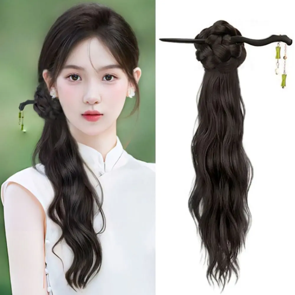 Tóc Giả Đuôi Ngựa Kẹp Tóc Càng Cua Phong Cách Trung Quốc Mới Ngọt Ngào, Kẹp Tóc Tre, Gậy Tóc, Đuôi Ngựa Xoăn Dài, Mũ Cài Tóc Sườn Xám, Tóc Giả Đầu Bi, Thích Hợp Cho Bé Gái
