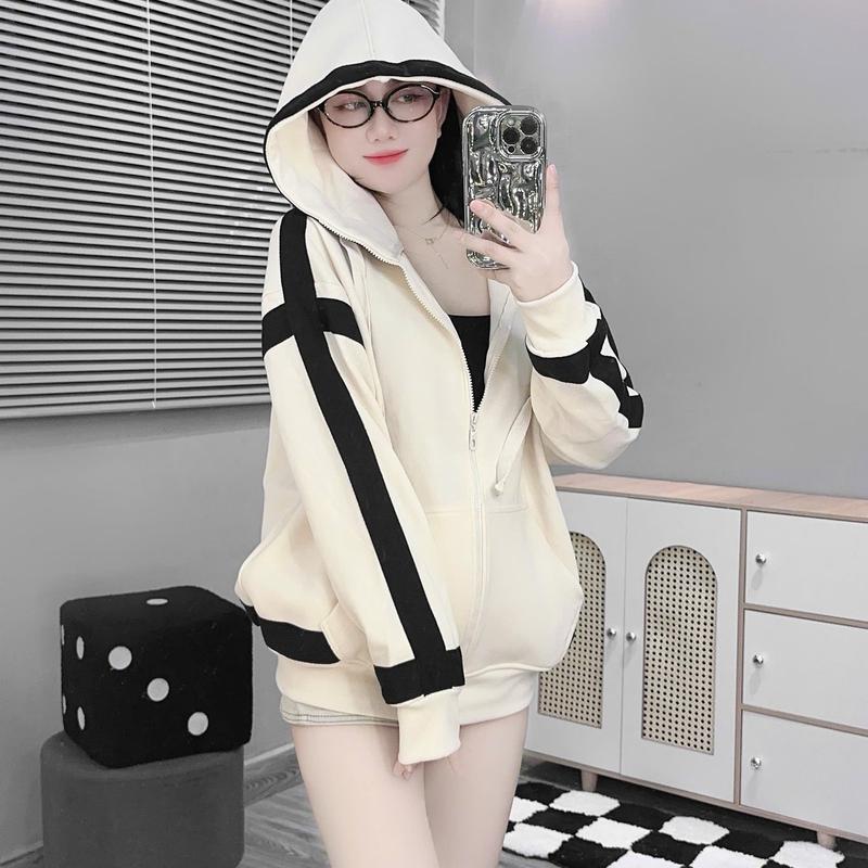 ÁO KHOÁC CHỐNG NẮNG NỈ VIỀN ĐÔI CHẤT DA CÁ DÀY DẶN 2 FORM: LỬNG CROPTOP 40-58 kg VÀ HOODIE DÀI 59-68 kg Nữ Jacket