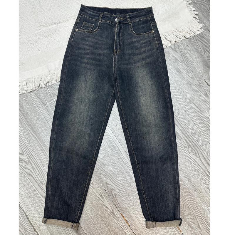 7004 BL403 MỚI BIGSIZE quần jean nữ dáng baggy thụng co giãn , quần bò nữ baggy ống thụng cạp cao túi thêu chữ túi sau