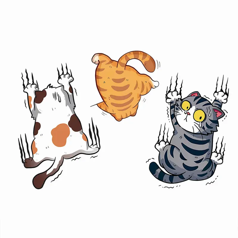 3Pcs Stiker Kucing Jatuh Stiker Mobil Lucu Keren / Sticker Cute Cat Cutting Sticker Mobil Kucing Jatuh Stiker Bumper Mobil Keren Lucu 7