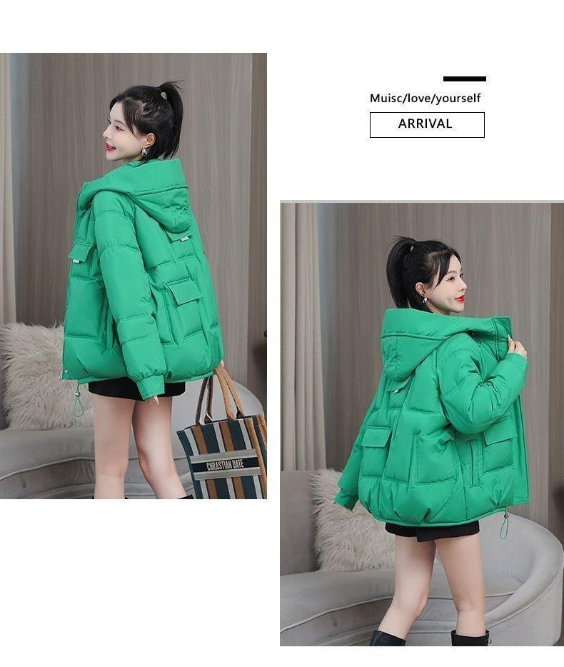Product Introduction of Áo áo Phao Có Mũ Trùm Đầu, Màu Xanh Crein, Dành Cho Nữ, Phong Cách Hàn Quốc, Ngắn, Dáng Rộng Vừa Vặn, Áo Khoác Nhỏ Dễ Phối Đồ, Hàng Mới Về Mùa Đông 2025 29