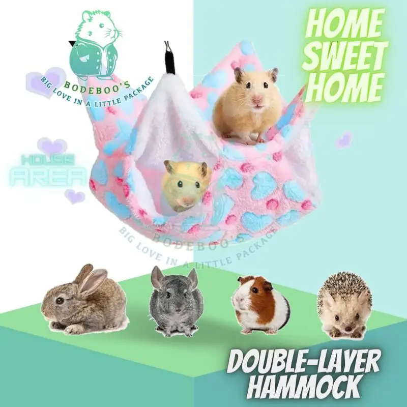 1 Pcs - Hanging Hammock Nest / Sleeping Pouch / Tempat Tidur Hideout Kandang - 2 Layer / Tingkat - Motif : Love / Starfish - Size : S - Untuk : Sugar Glider dan Hewan Kecil Lainnya 3