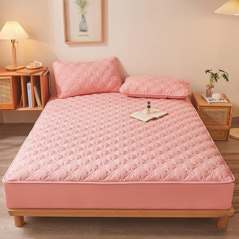 Solid Color Geometric Pattern Fitted Sheet & Pillowcase without Filler, 2/3 Counts Soft Bedding Sets for Bedroom Guest Room College Dormitory, Bedding Sets, Stocking Fillers Gift 6