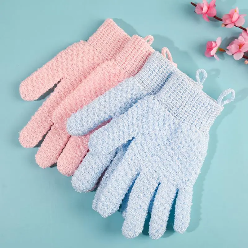 Shower Tool For Exfoliating Rubbing Mud And Thickening The Back Shower Gloves Five Finger Scrub And Bath Towel flavor  towel
