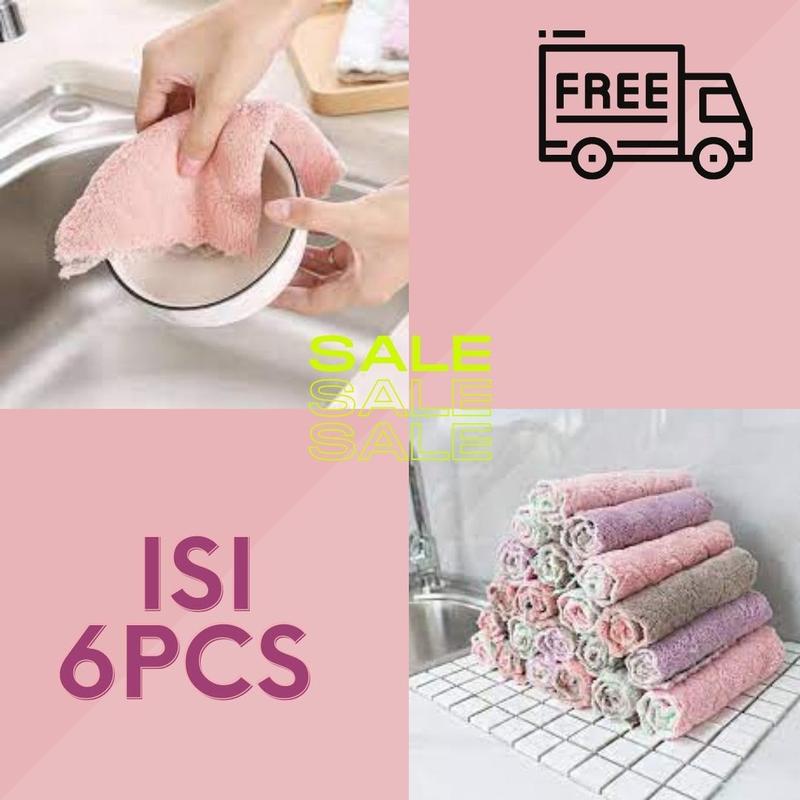 [ISI 6PCS] Kain Lap Piring Anti Minyak Bahan Microfiber / Kain Lap Anti Minyak / Lap Cuci Piring 1