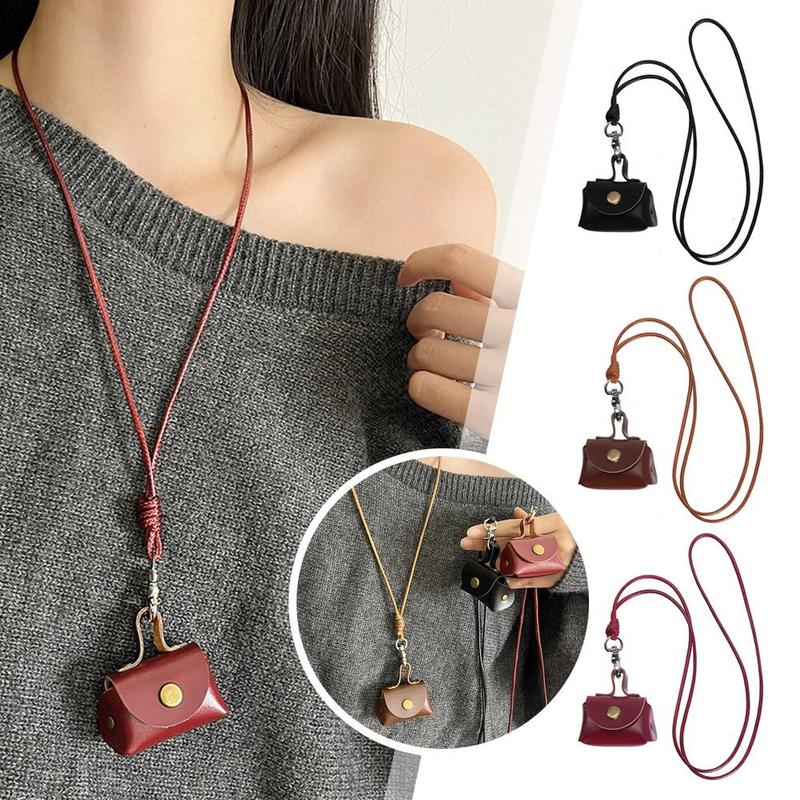 Product Introduction of Creative Small Bag Necklace Vintage Leather Change Necklaces Sweater Chain Bag Long Women's S4J7 32
