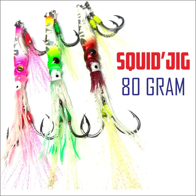Metal jig cumi 80 gram lengkap dengan assist hook #12 3