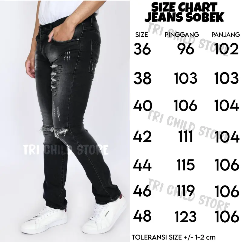 SOBEK JUMBO 27-44 Celana Jumbo sobek pria/Celana Ripped jeans Pria BIG SIZE Bahan streetch melar S-6XL 5