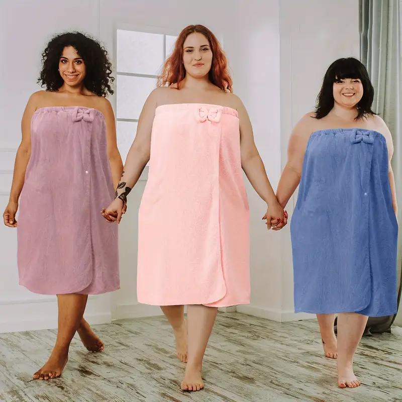 Plus Size Bathrobe & Shower Cap Set, 2 Counts/set Soft Striped Polyester Spa Towel Wrap, Woven Bathrobe & Shower Cap for Home, Travel, Sauna, Fitness, Bathroom, Pool, Bathing Robe 2