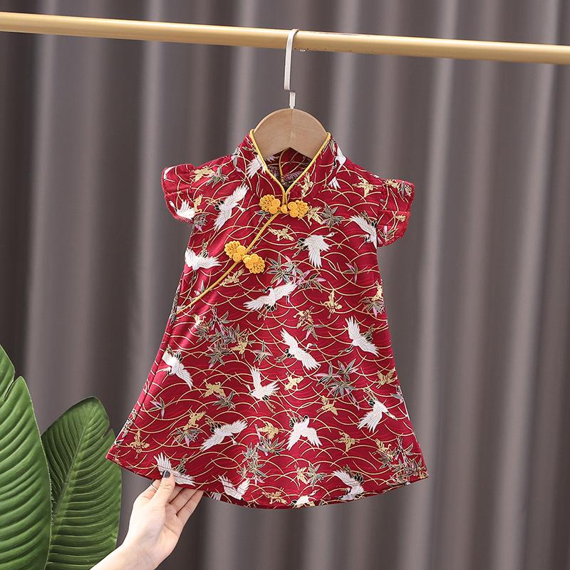 Product Introduction of Trang Phục Han Phong Cách Trung Quốc Mùa Hè Cho Bé Gái Sườn Xám, Ngắn Tay, Váy Cải Tiến Cho Bé Mỏng, Bộ Sưu Tập Mới Mùa Hè 2024 váy  baby tee vaybe đầm  xinh 7
