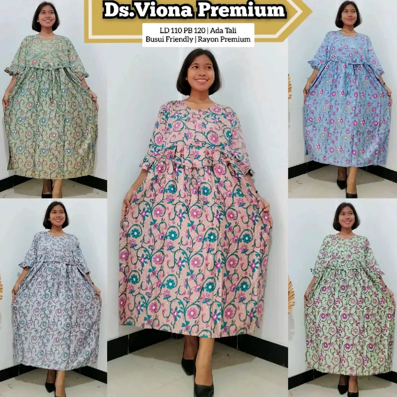 daster viona lengan 3/4 bahan rotari busui friendly Zipper depan 8