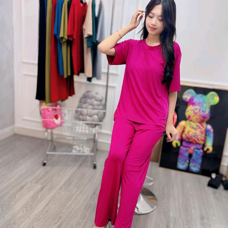 SET BỘ ÁO TAY NGẮN CỔ TRÒN QUẦN DÀI SUÔNG. COTTON LẠNH MỀM MỊN MÁT 8