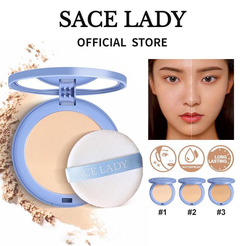 Phấn Kiểm Soát Dầu, SACE LADY, Không Thấm Nước, Lâu Trôi, Phấn Phủ Trang Điểm, Dễ Mang Theo, Cầm Tay, Nhỏ Gọn, Phấn Phủ Trang Điểm Mặt Nhẹ, Có Gương Và Mút Đánh Phấn