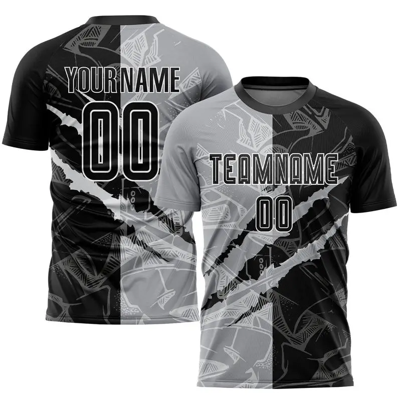 [Free custom name and number]CUSTOM GRAFFITI PATTERN ROYAL-LIGHT BLUE SCRATCH SUBLIMATION SOCCER UNIFORM JERSEY(Customizable volleyball, badminton, and baseball team uniforms)2025
