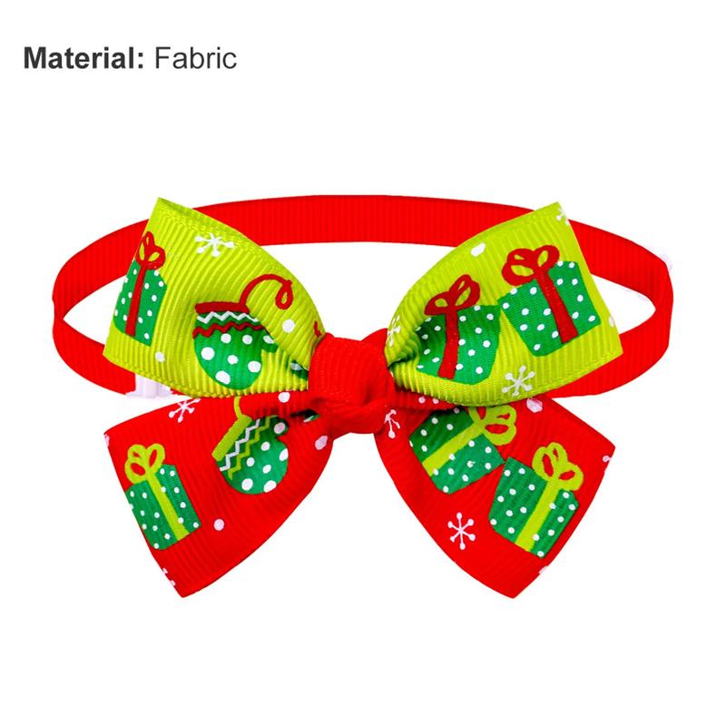 Product Introduction of Pet Bow Tie Christmas Series Pattern Decorative Adjustable Pet Dogs Cats Bowknot Collar for Festival Practical Cats Collar 5