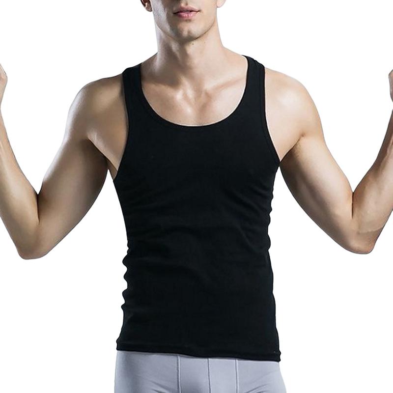 Áo Vest Thể Thao Mùa Hè, Dành Cho Nam Giới, Cổ Tròn, Không Tay, Dáng Ôm, Màu Trơn, Áo Ba Lỗ, Co Giãn, Áo Áo Chui Đầu, Thời Trang Đường Phố Gehirux Menswear Màu Đen 4