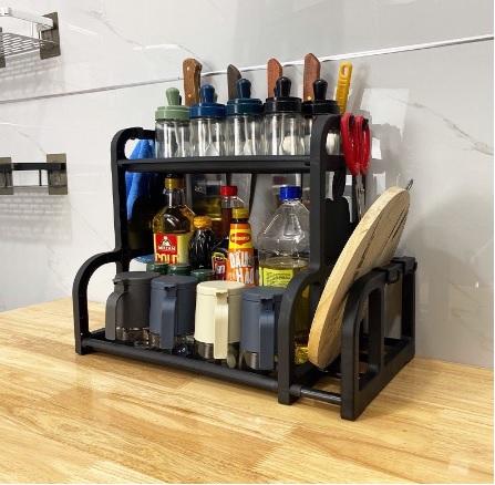 Kệ   chữ B cho nhà bếp có ống đũa có khe cài dao Kitchen Đứng 2  lớp Màu đen Nhà bếp  dung tien ich keg i avi 2 tang kệ  chữ gia vị kệ  chữ h