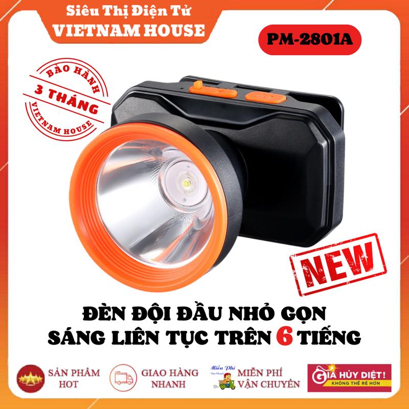 Đèn Pin Đội Đầu 1 Bóng PM-2801A Ánh Sáng Trắng Pin Trên 6 Tiếng Chống Nước Tốt, Sạc Type C