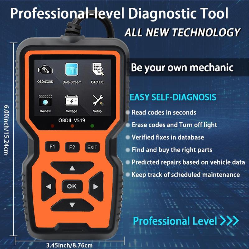 Car OBD2 Scanner Diagnostic Tool, Car Voltage Tester Engine Fault Code Scanner, Charging Tester Diagnostic Tool for OBDII-V519, Automotive, Vehicle, Men Gifts 1