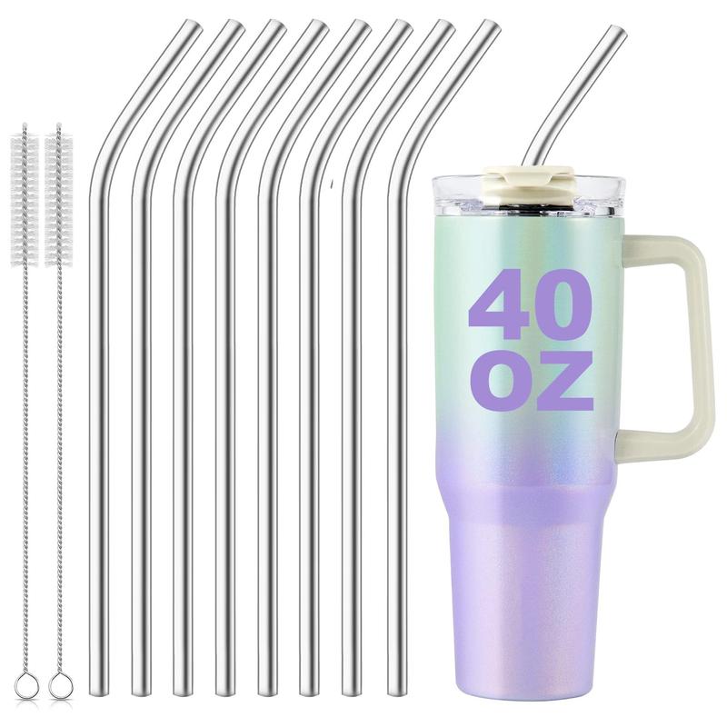 Product Introduction of Reusable Straws, 4/6/8 Counts Metal Long Straw with 1/2 Counts Cleaning Brush, Straw & Brush Set for Stanley Cup Travel Cup 17