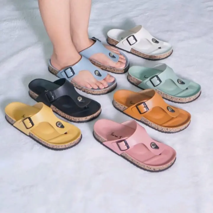 Sandal Jepit Wanita Model Birken Casual Sendal Puyuh Baru Kekinian
