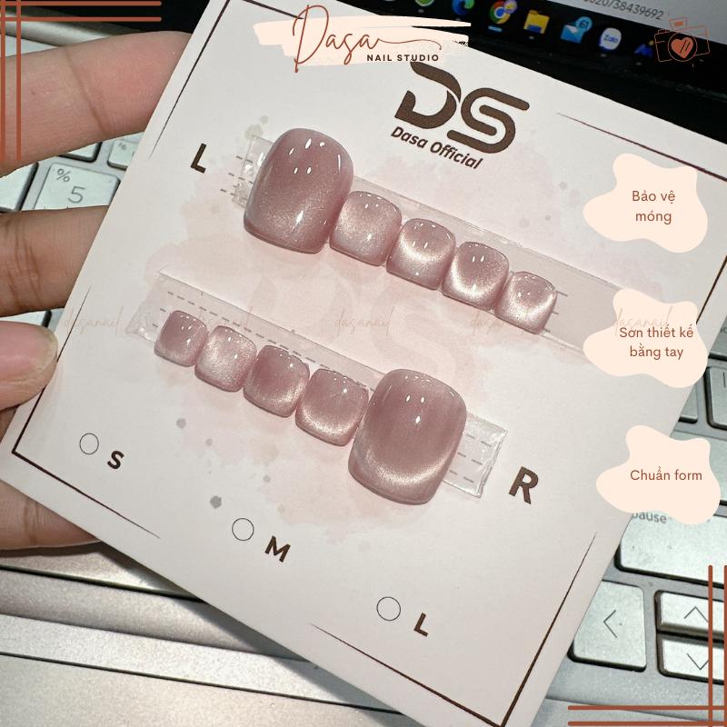 Móng chân giả DÀI màu thạch nail box chân french mắt mèo đơn giản sang trọng MC093 tặng KÈM keo dán móng hồng túi mù đỏ vỏ sò sơn mong gia