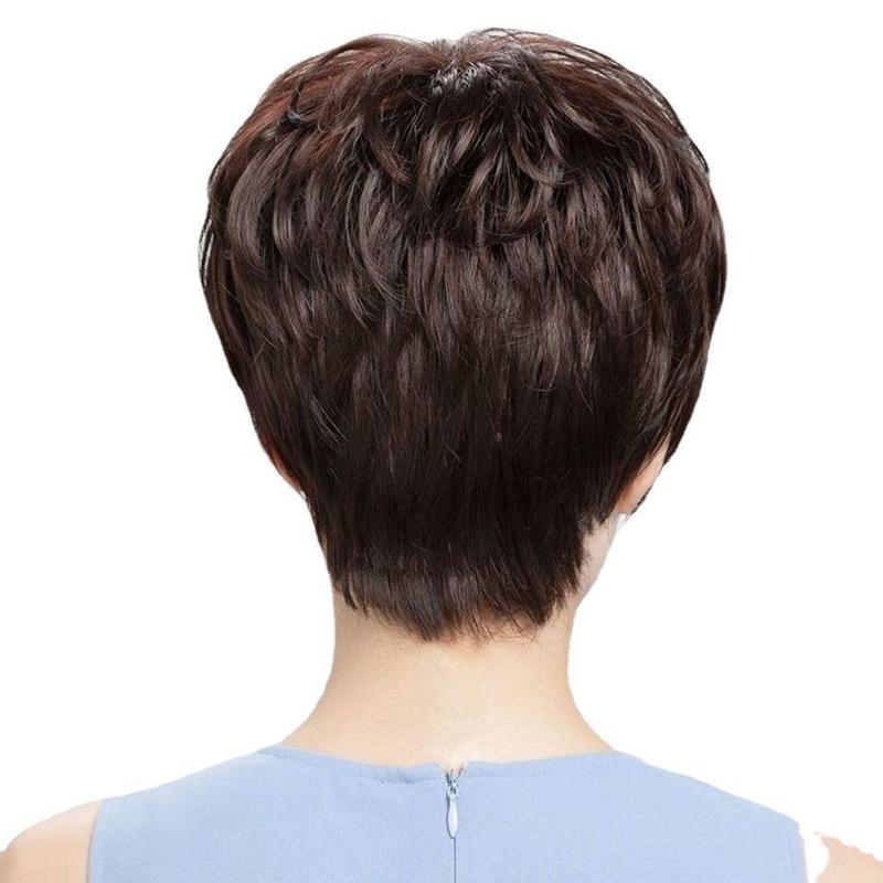 Product Introduction of Women Short Hair Full Headgear Real Hair Middle-aged and Elderly Short Curly Hair Fluffy Real Wig Hair for Women 14