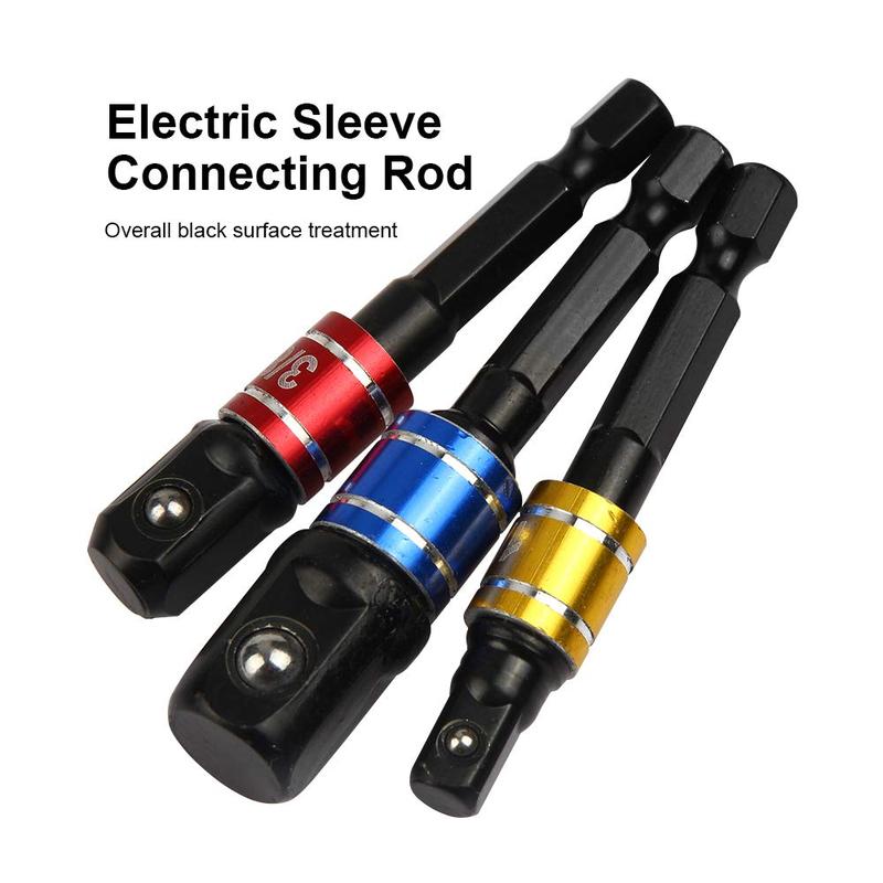 Drill Socket Adapter, 3 Counts Impact Grade Socket Adapter Set, CR-V Square Electric Sleeve Connecting Rod Adapter Set for Power Drill Torque Wrench, Power Tool Accessories 2