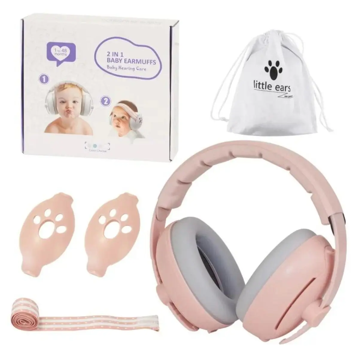 Car baby earmuffs Adjustable noise cancelling earmuffs 2 in 1 convertible earmuffs Outdoor sleeping aircraft noise cancelling earmuffs
