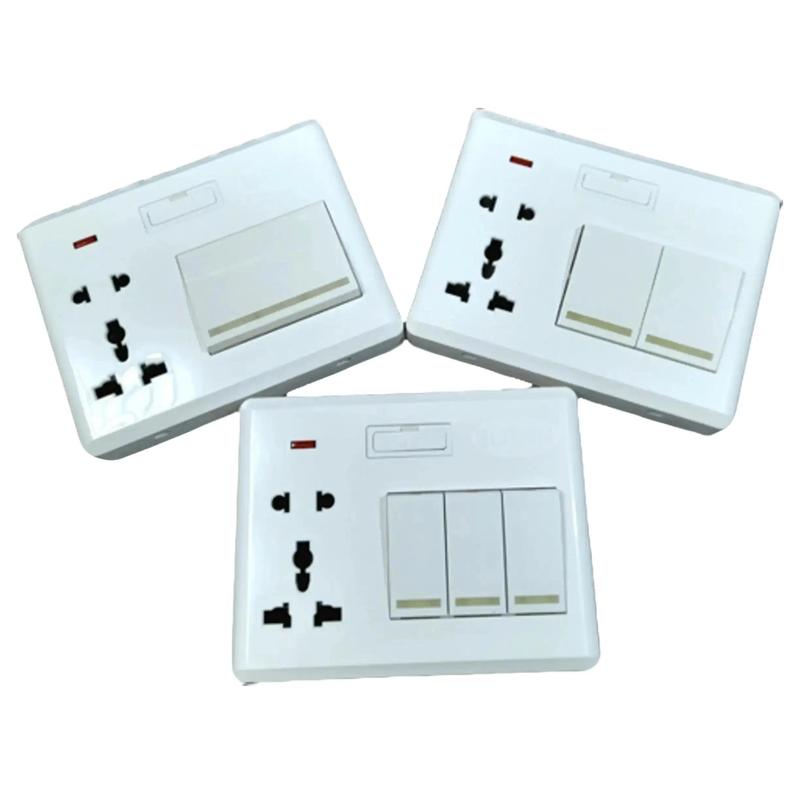 Bảng điện lắp nổi 2 ổ cắm  kèm 1 2 3 công tắc lắp nổi Eliton/Nival, Taplo điện 2 ổ ghim 1 2 3 công tắc