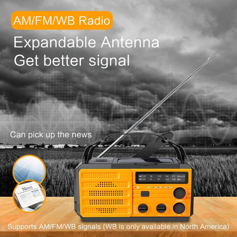 Solar Powered Hand Crank Radio, AM/FM Radio with SOS Emergency Alert, Multifunctional Radio with Compass & Flashlight for Camping, Hiking, Outdoor Adventure 3