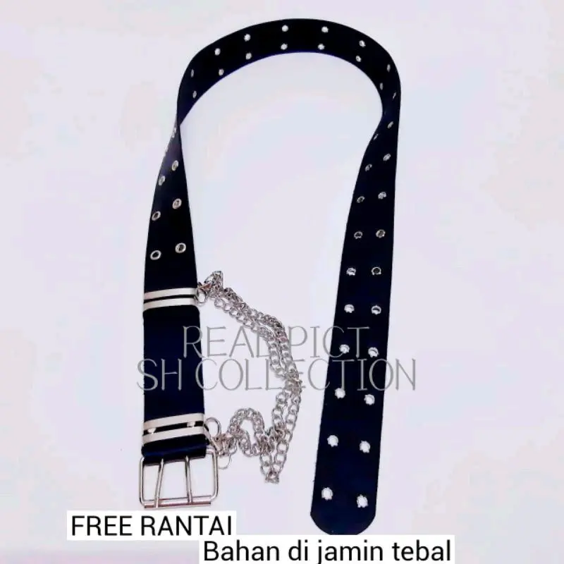 Belt eyelets strady free rantai tali pinggang wanita fashion kulit  round buckle Aksesoris Laki-laki Perempuan 1