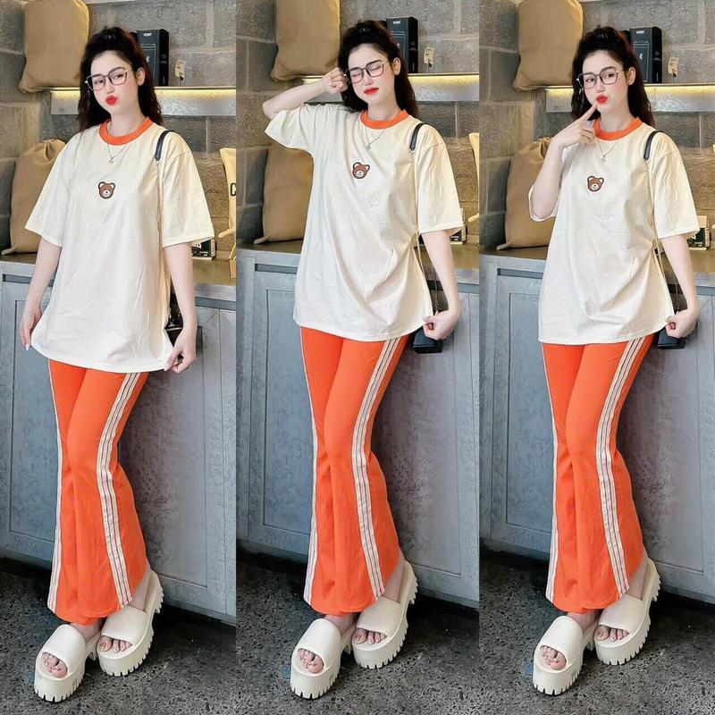 Product Introduction of Sét BỘ QUẦN DÀI Bo mix áo thun thêu gấu xinh xắn chất thể thao phối họa viền 4