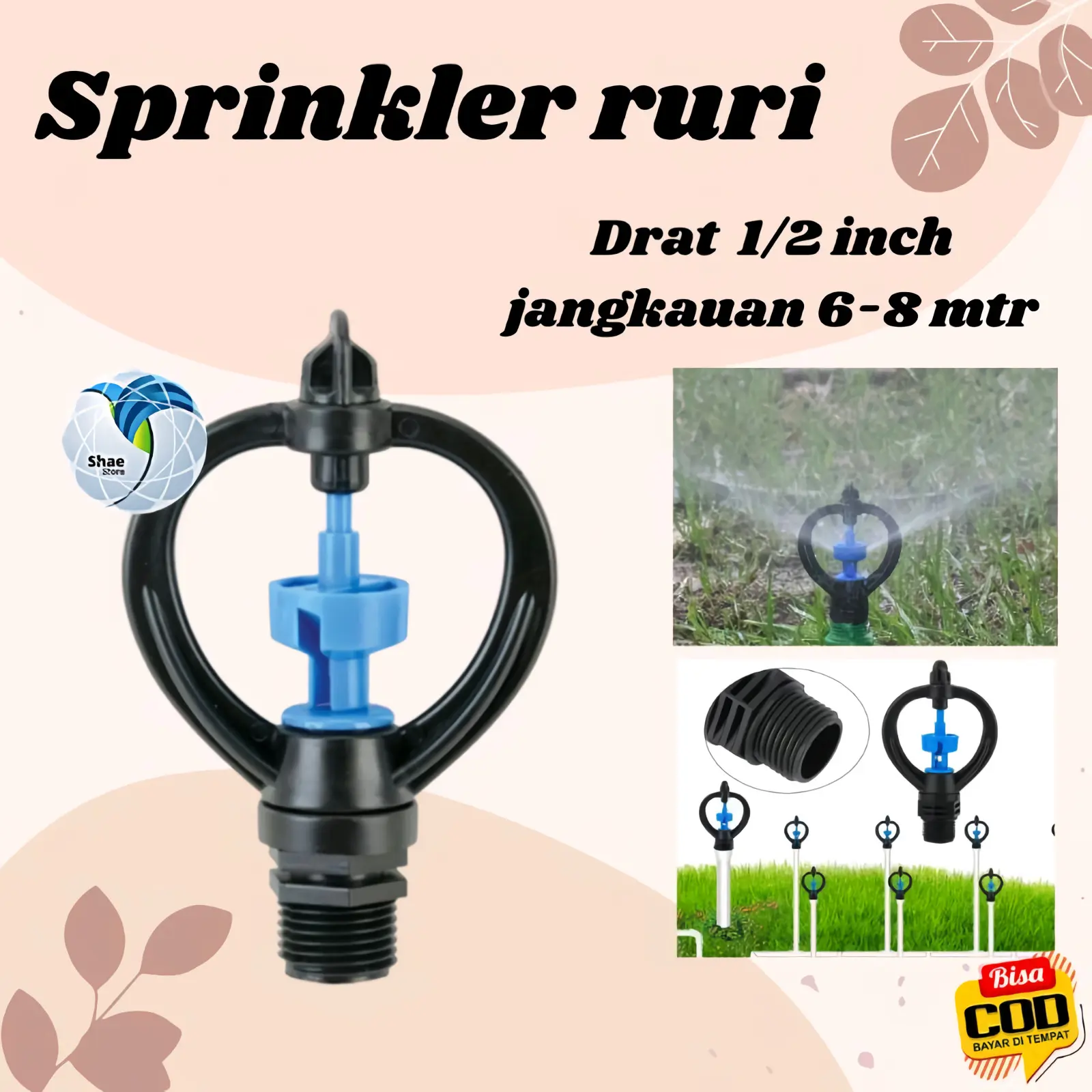 spinkler ruri 360 drajat kincir air spinkler berkebun/taman Pipa Tiang sprayer
