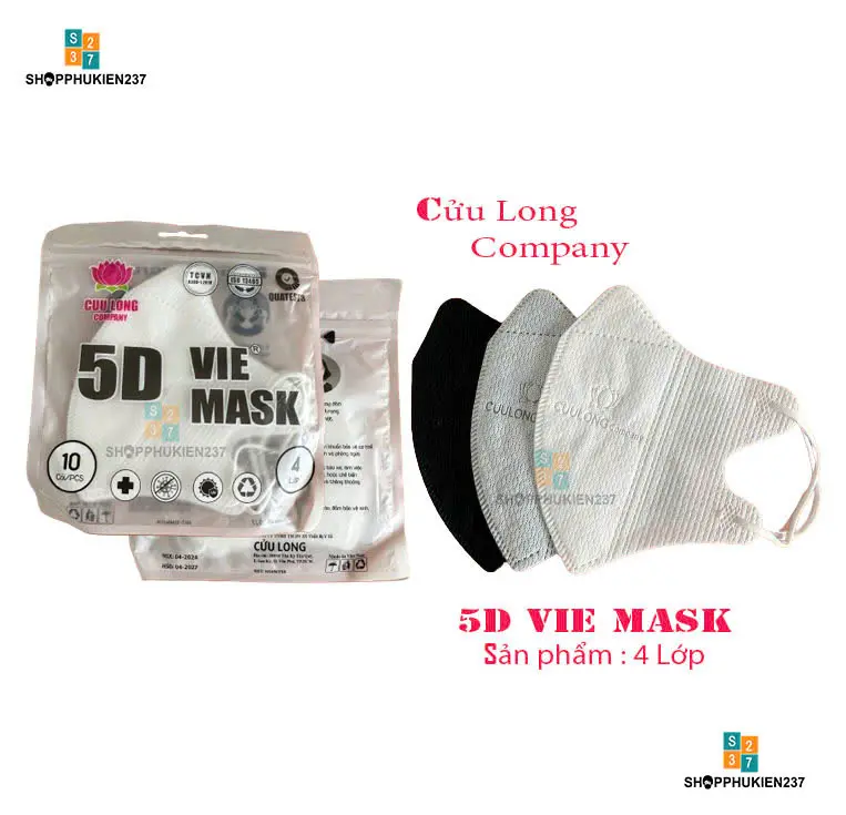 [Set 100 Cái] Khẩu Trang 5D Cửu Long Dáng Siêu Đẹp phụ kiện khẩu trang kt5d