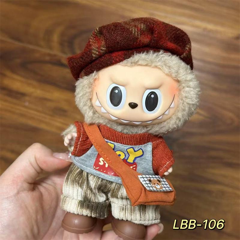 Product Introduction of Labubu Doll Clothes Vinyl Labubu 17cm Plush Toy Cute Dress-Up Casual Outfit Skirt Plush Toy Clothes 23