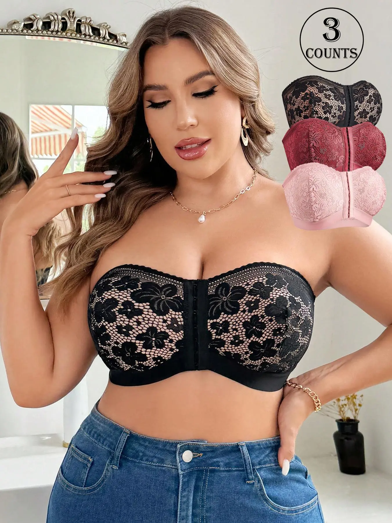 【Plus Size】 Solid Color Tube Bra, Soft Elegant Comfortable Breathable Push Up Bra, Women's Lingerie for All Seasons
