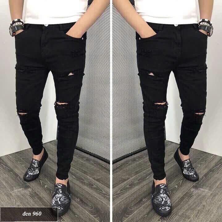 Product Introduction of QUẦN JEAN NAM DÀI MÀU ĐEN RÁCH ĐÙI RÁCH GỐI CÁ TÍNH MENSWEAR PANTS Có Túi 6