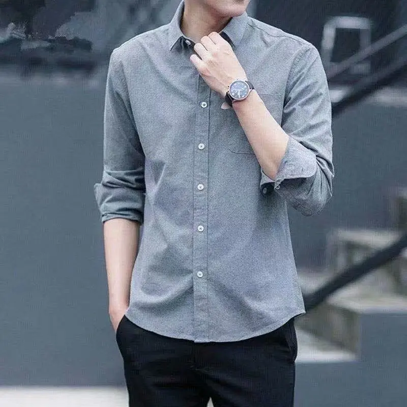 Áo Sơ Mi Oxford Mỏng, Dành Cho Nam Giới, Phong Cách Thường Ngày Dài Tay, Màu Trơn Thích Hợp Cho Mùa Xuân Và Mùa Thu, Trang Phục Thời Trang, Mỏng Vừa Vặn, Thích Hợp Cho Công Sở, Năm 2025 Menswear